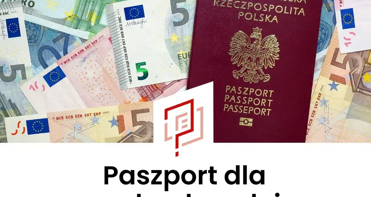 Paszport dla osoby dorosłej, obok banknotów euro. Dowiedz się, jak wyrobić paszport.